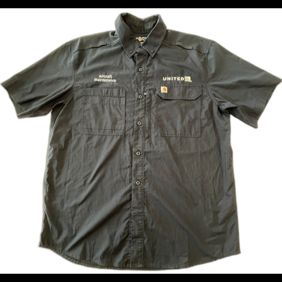 Carhartt Other - Carhartt United Aircraft Maintenance Work Navy Blue Shirt Relaxed Fit Size Large